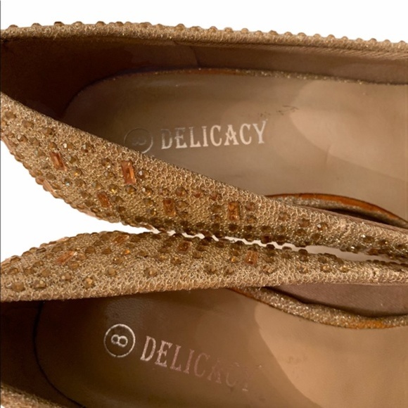 Delicacy Gold Sparkle Jewel High Heel Shoe Size 8 - Picture 7 of 8